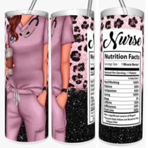 Pink Nurse 20oz Straight Tumbler with Straw Included